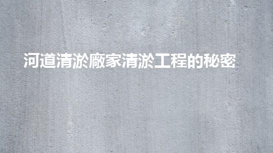 河道清淤廠家清淤工程的秘密：你不明白的施工技術(shù)和效果揭秘！